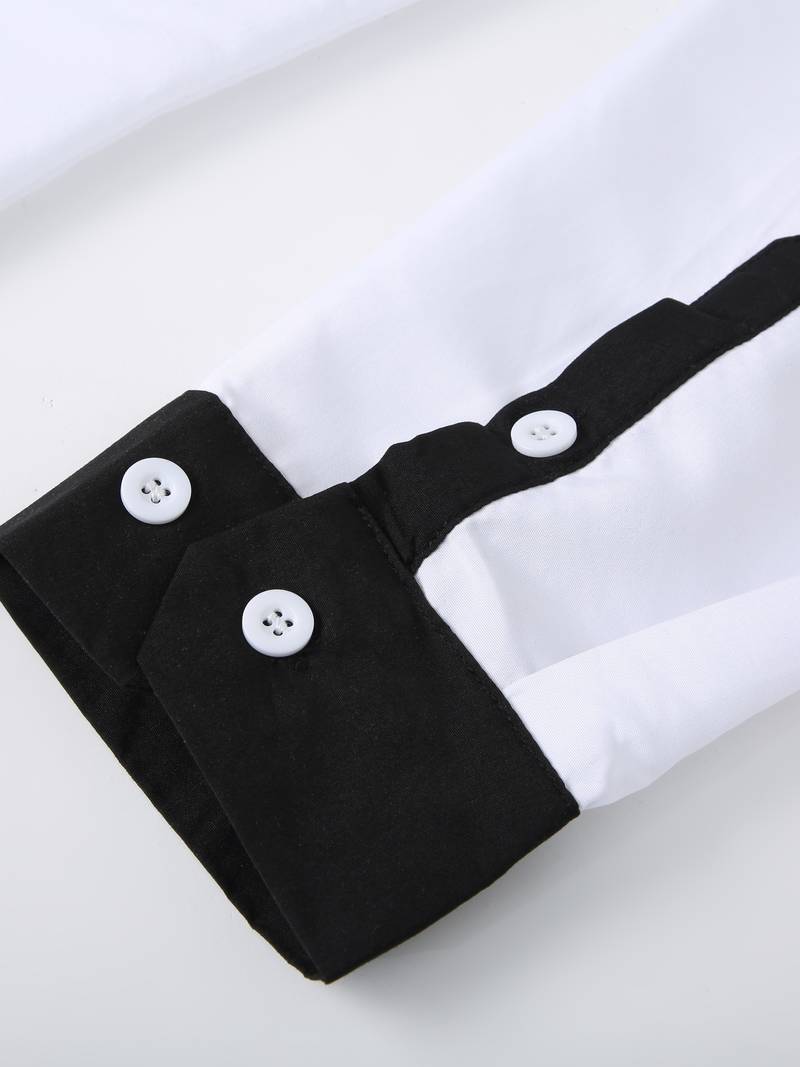 Heren Overhemd Casual Contrasterend 100% Katoen-5