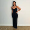 Dames Maxi Jurk Zwart Rugloos Katoen Elegante Lange Jurk Zomer-4