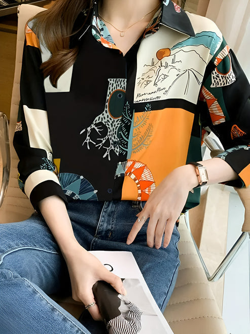 Dames Blouse Vintage Geïnspireerd Met Print Hoogwaardige Stof-2