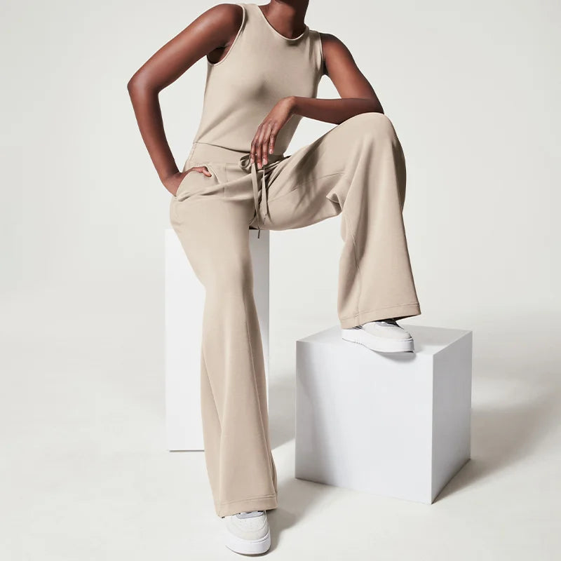 Dames Jumpsuit Zwart Elegant Luchtig Met Wijde Pijpen-2