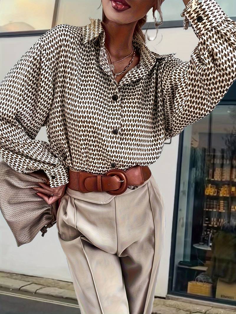 Dames Blouse Lange Mouwen Vintage Hoogwaardige Stof-5