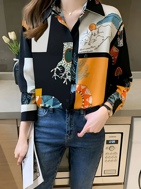 Dames Blouse Vintage Geïnspireerd Met Print Hoogwaardige Stof-5