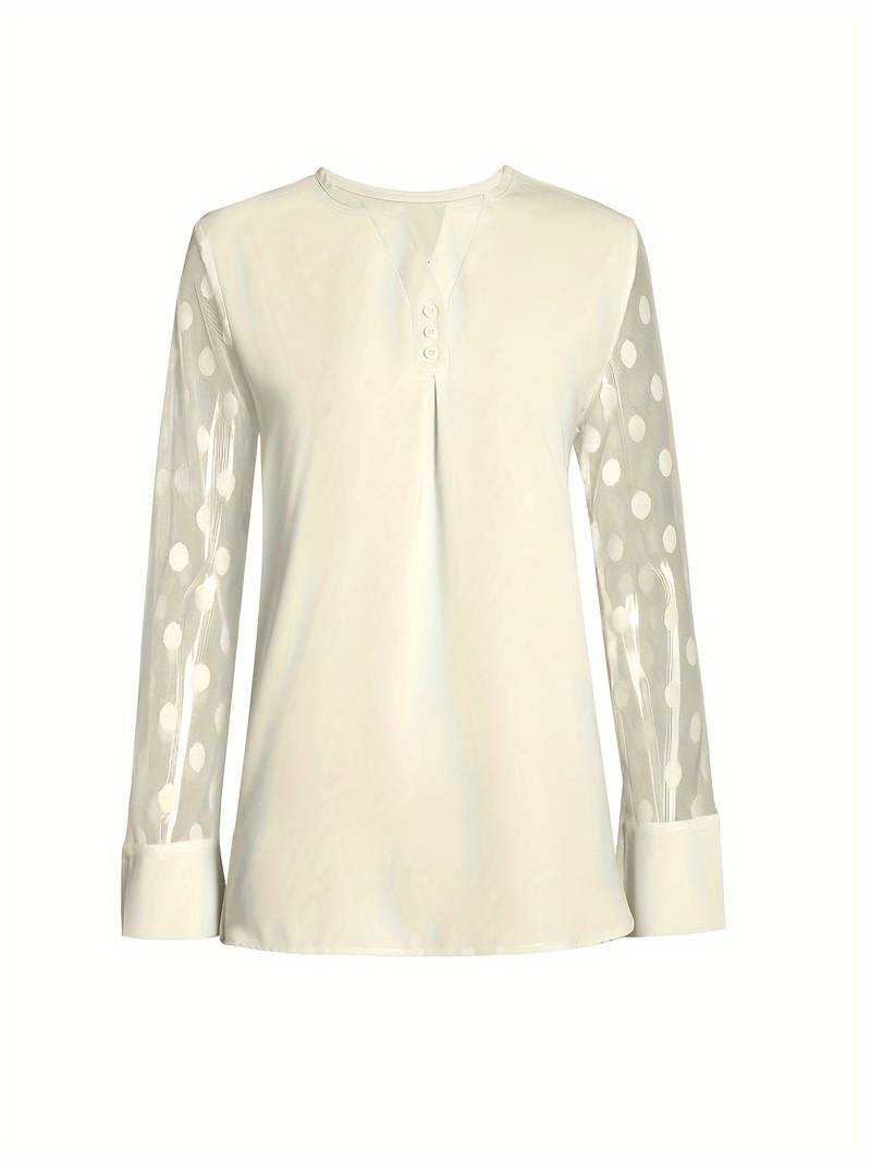 Dames Top Lange Mouwen Ingekeepte Halslijn Aangenaam Materiaal-3