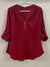 Dames Blouse Casual Met Roll-Up Mouwen En Halve Rits Katoen-3