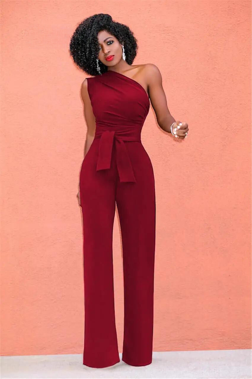 Dames Jumpsuit One-Shoulder Feestelijk Polyester Katoen-2