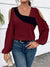 Dames Blouse Kleurblok Lange Mouwen Vierkante Halslijn Hoogwaardige Stof-4