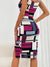 Dames Pencil Jurk Kleurblok Stijl Polyester Viscose Elastaan-3