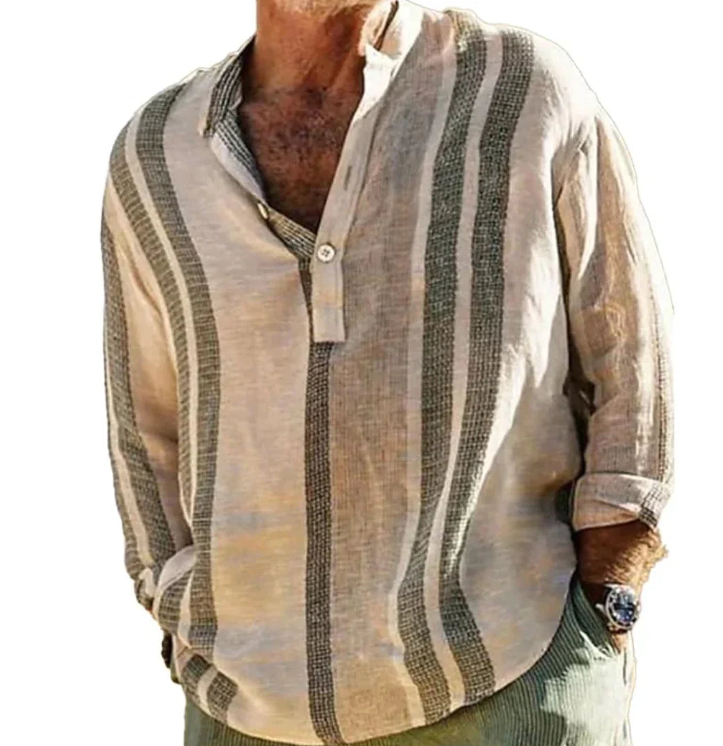 Variant image for Heren Linnen Shirt Losse Pasvorm Ademend voor Zomerstijl-1