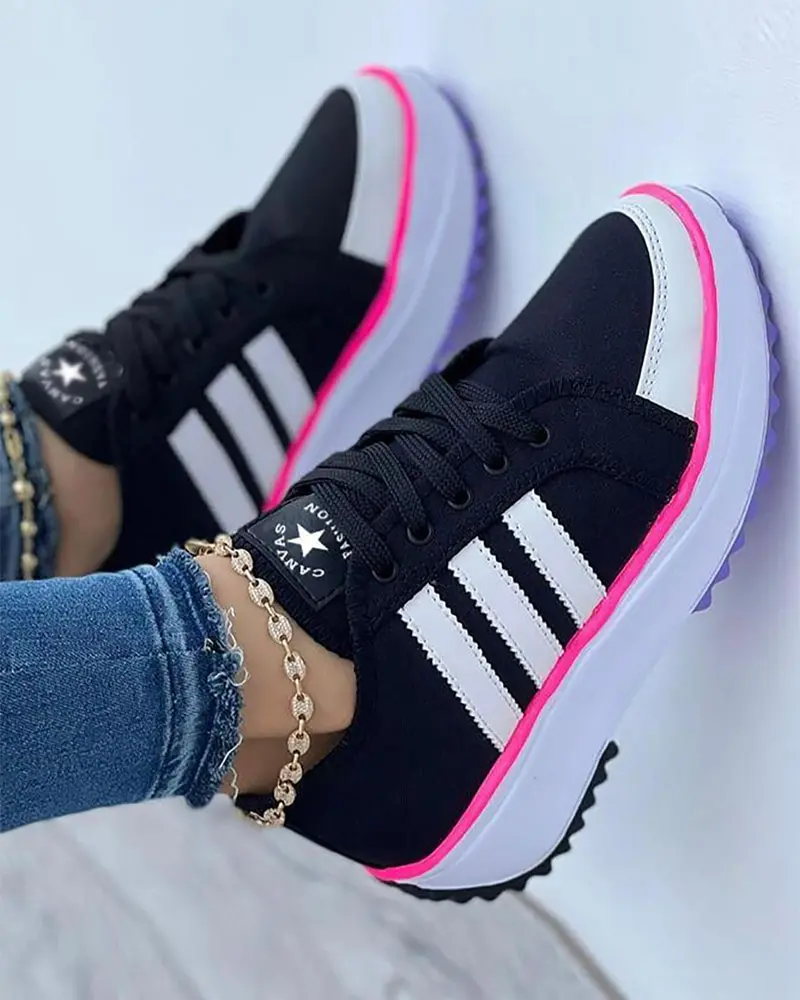 Zwarte Dames Sneakers Ademend Canvas Met Antislip Rubberen Zool 4
