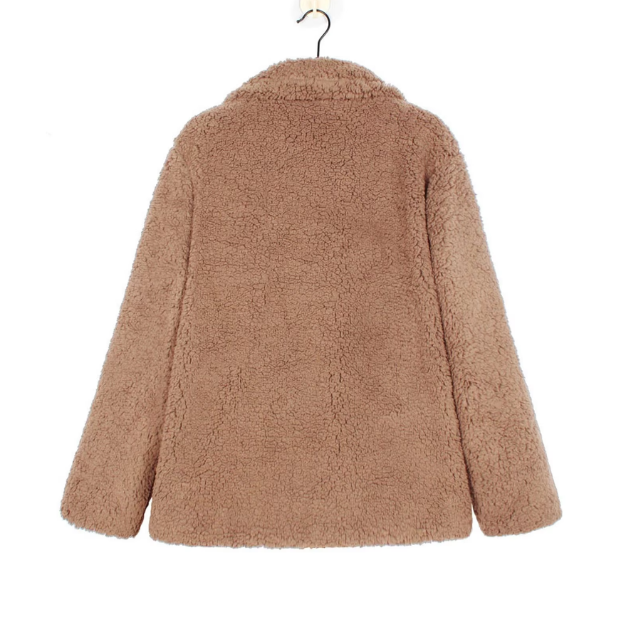 Dames oversized fluffy fleece winterjas