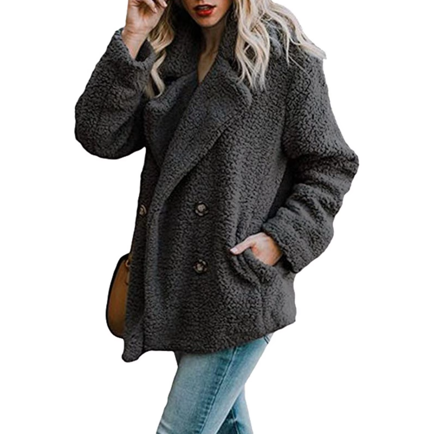 Dames oversized fluffy fleece winterjas