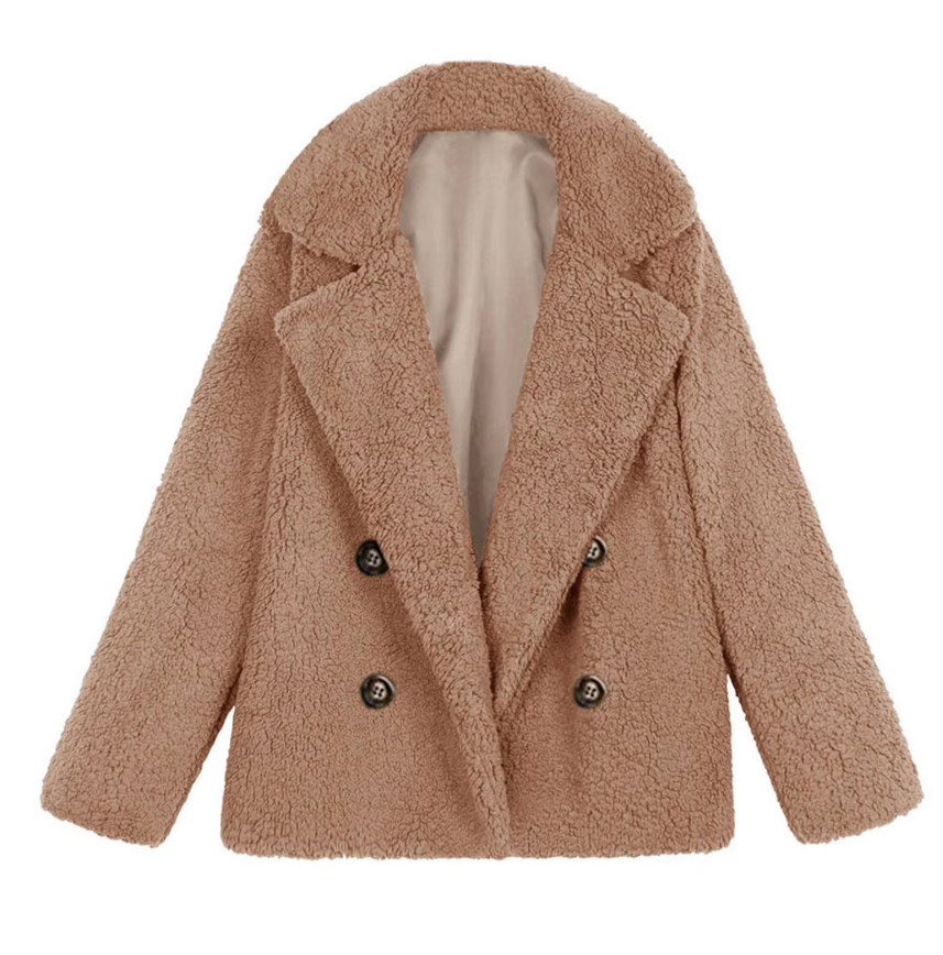 Dames oversized fluffy fleece winterjas