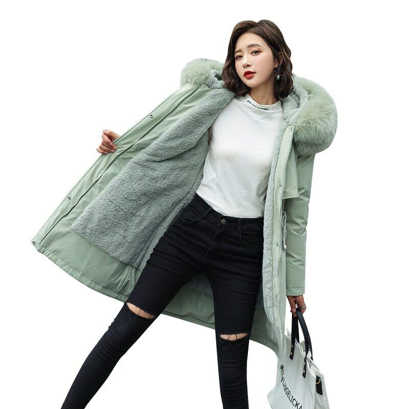 Parka met capuchon voor dames met bontkraag
