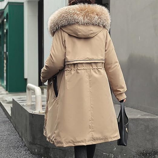 Parka met capuchon voor dames met bontkraag