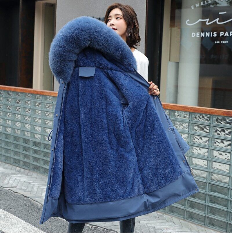 Parka met capuchon voor dames met bontkraag