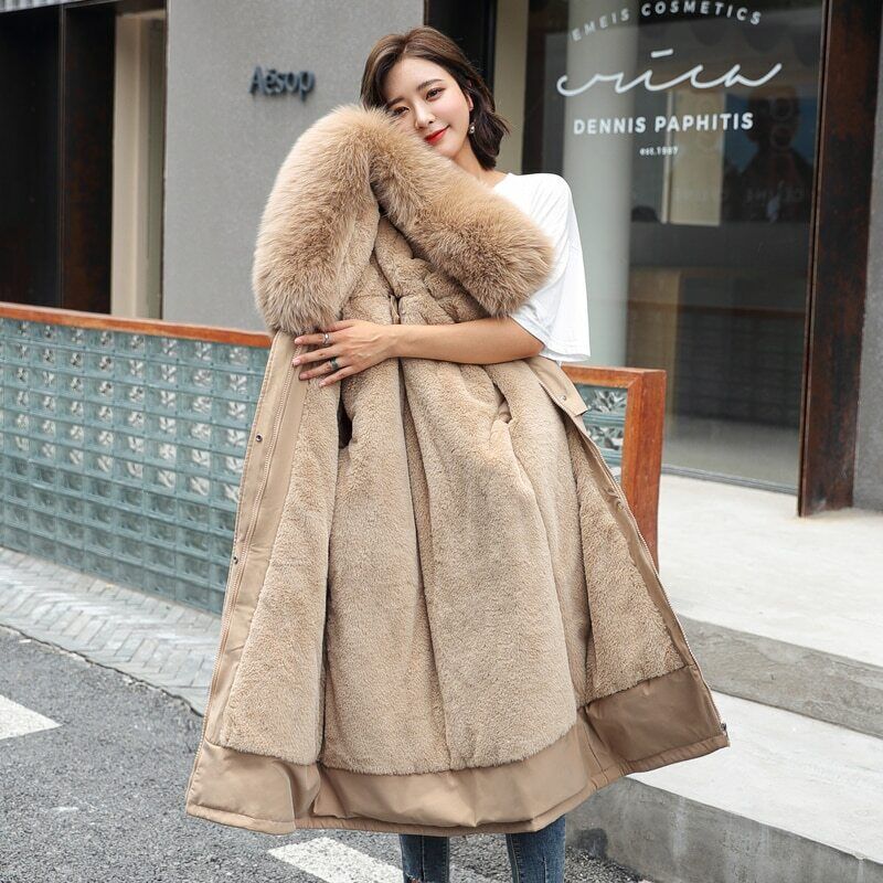 Parka met capuchon voor dames met bontkraag