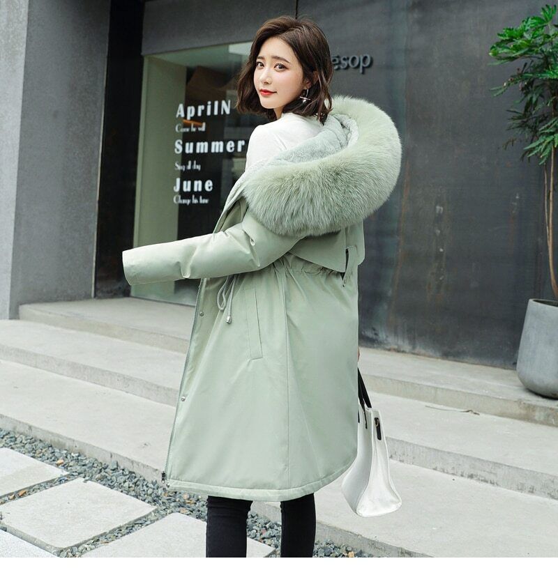 Parka met capuchon voor dames met bontkraag
