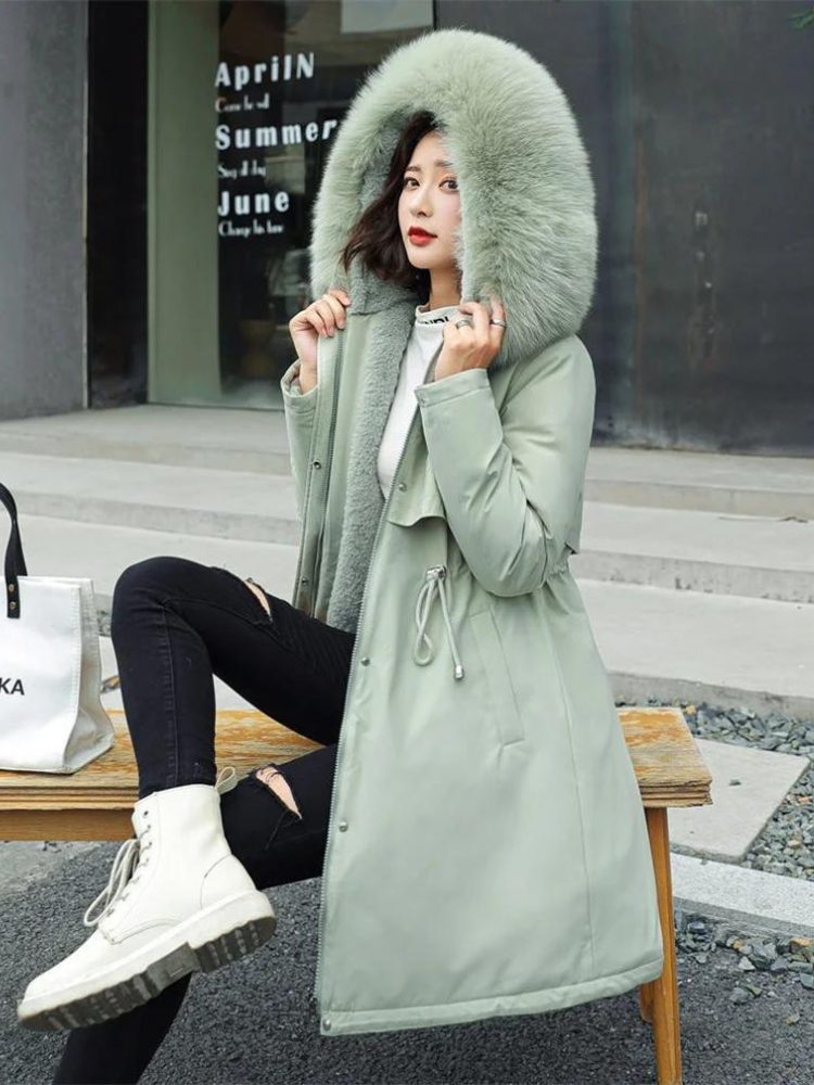 Parka met capuchon voor dames met bontkraag