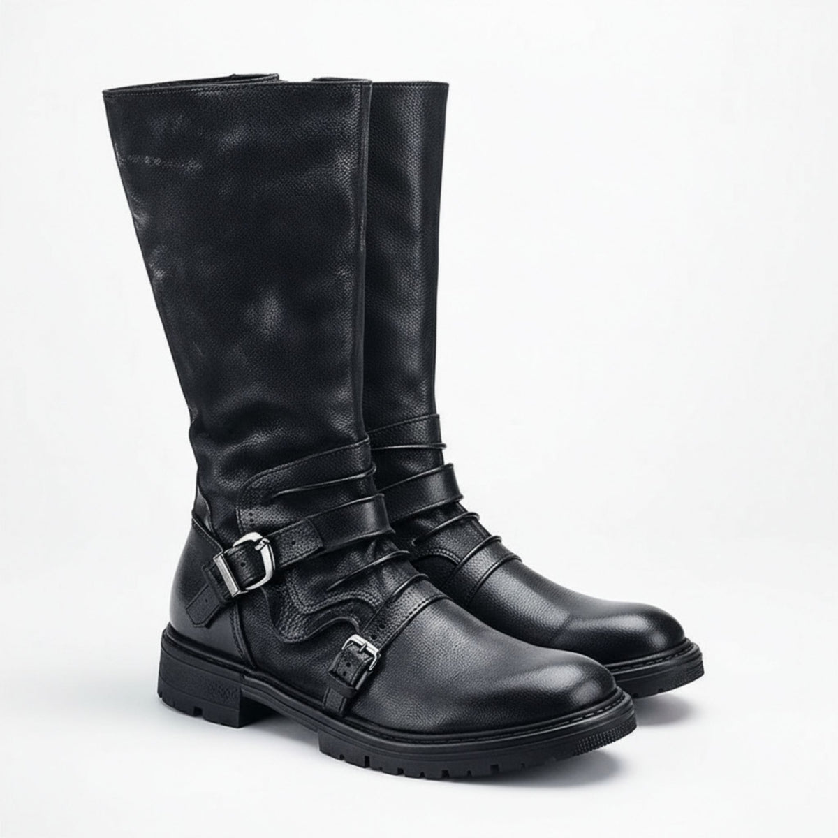 Heren Hoge Laarzen Stijlvol Leder Stijl30 cm Hoog Silhouet