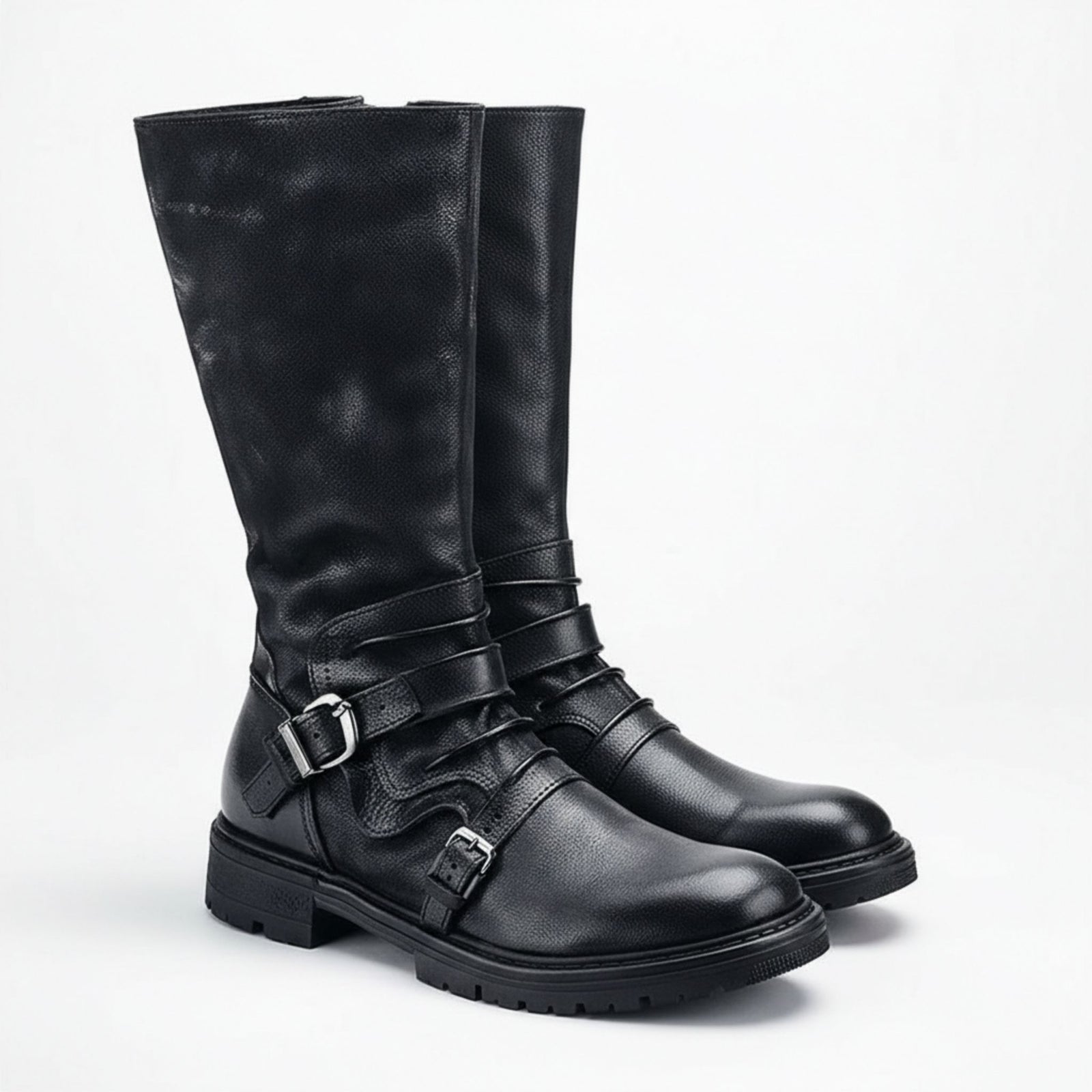 Heren Hoge Laarzen Stijlvol Leder Stijl30 cm Hoog Silhouet