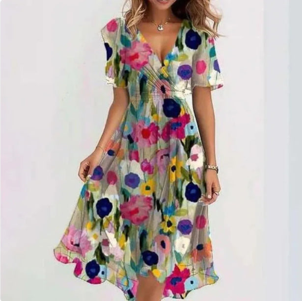 Variant image for Dames Jurk V-hals Elegante Stijl Hoogwaardige Stof-22