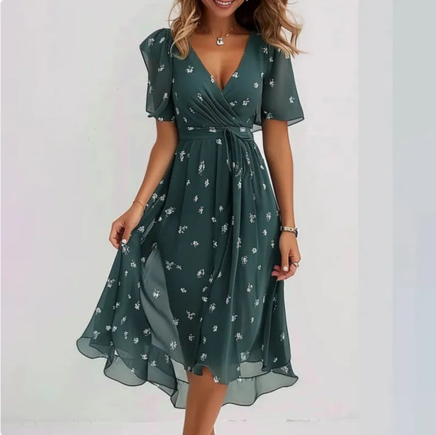 Variant image for Dames Jurk V-hals Elegante Stijl Hoogwaardige Stof-1