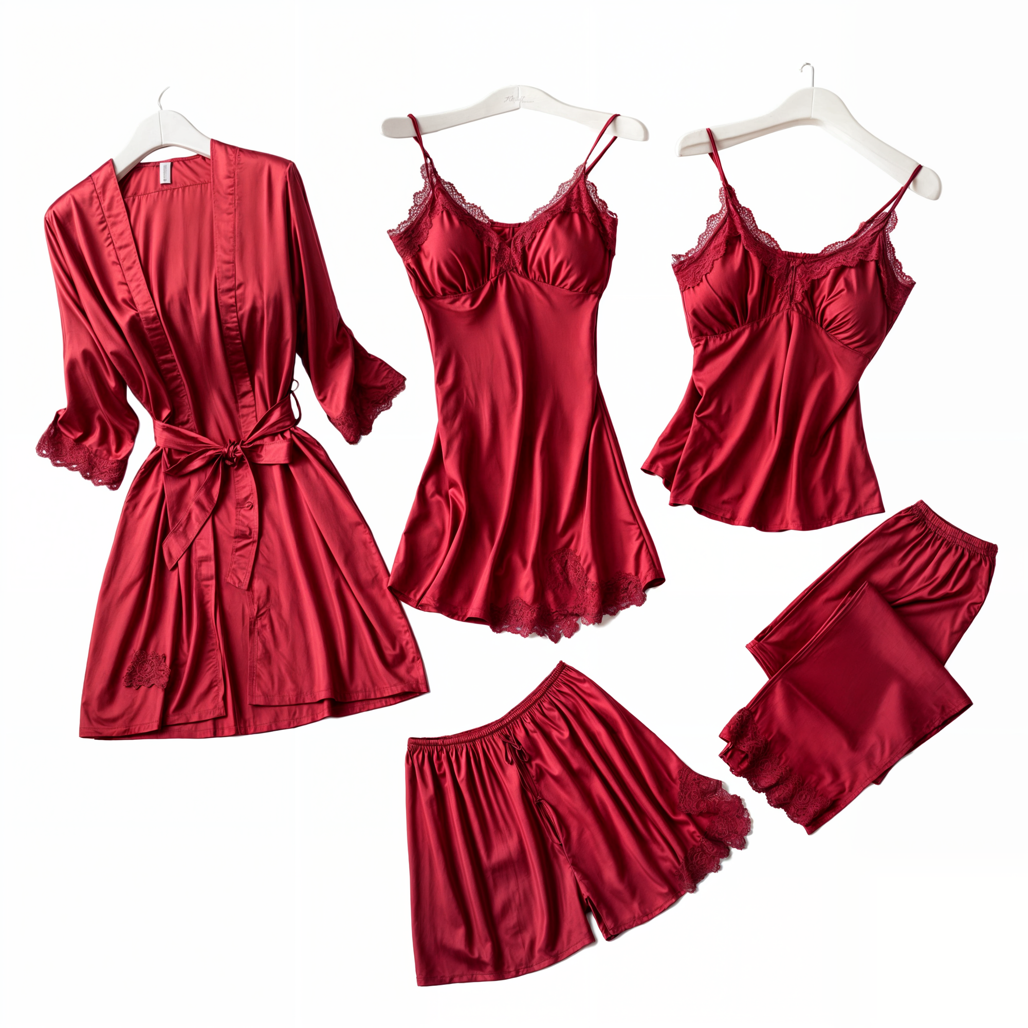 5-in-1 satijnen nachtkleding set