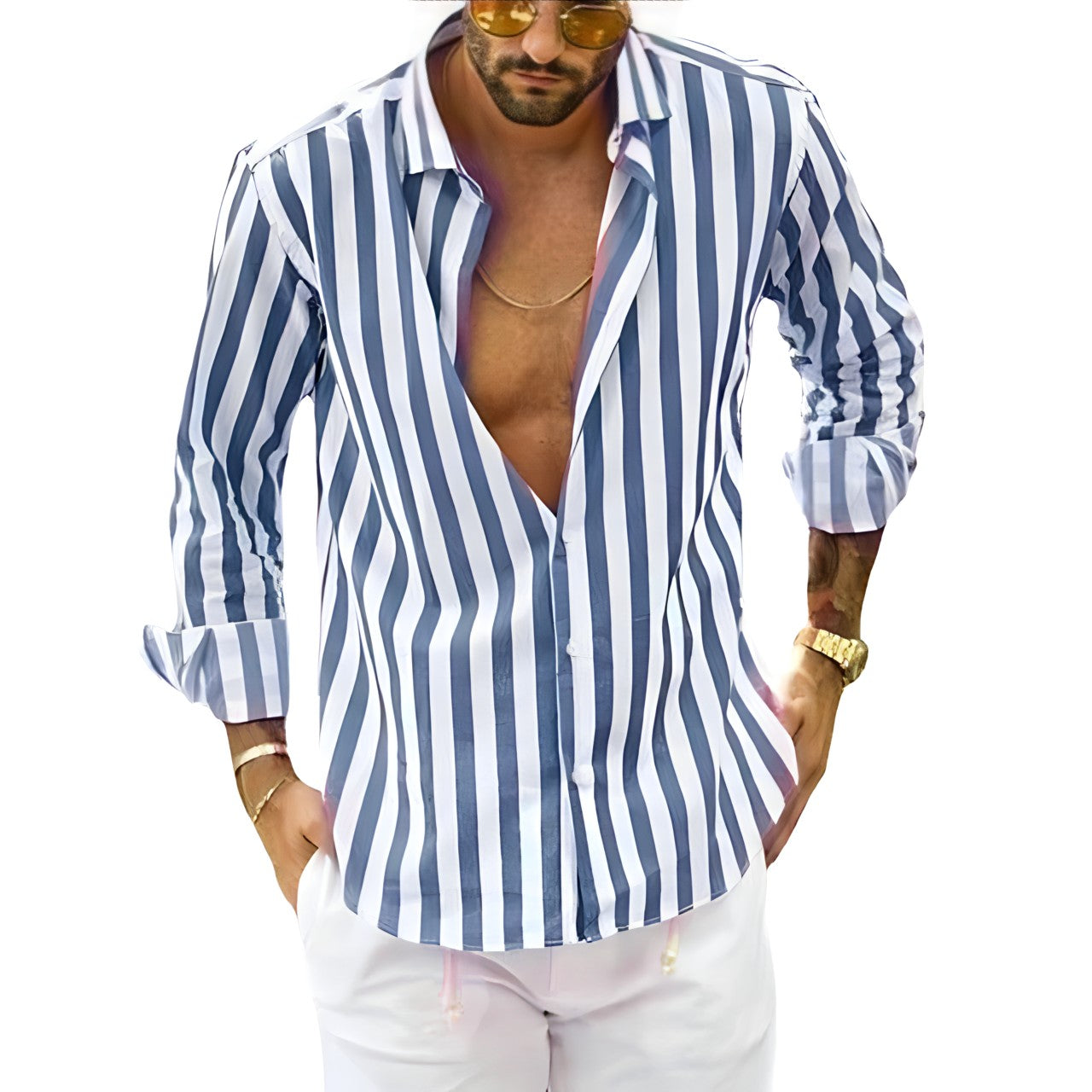 Heren Overhemd Gestreept Katoenmix Casual voor Comfort en Stijl 3