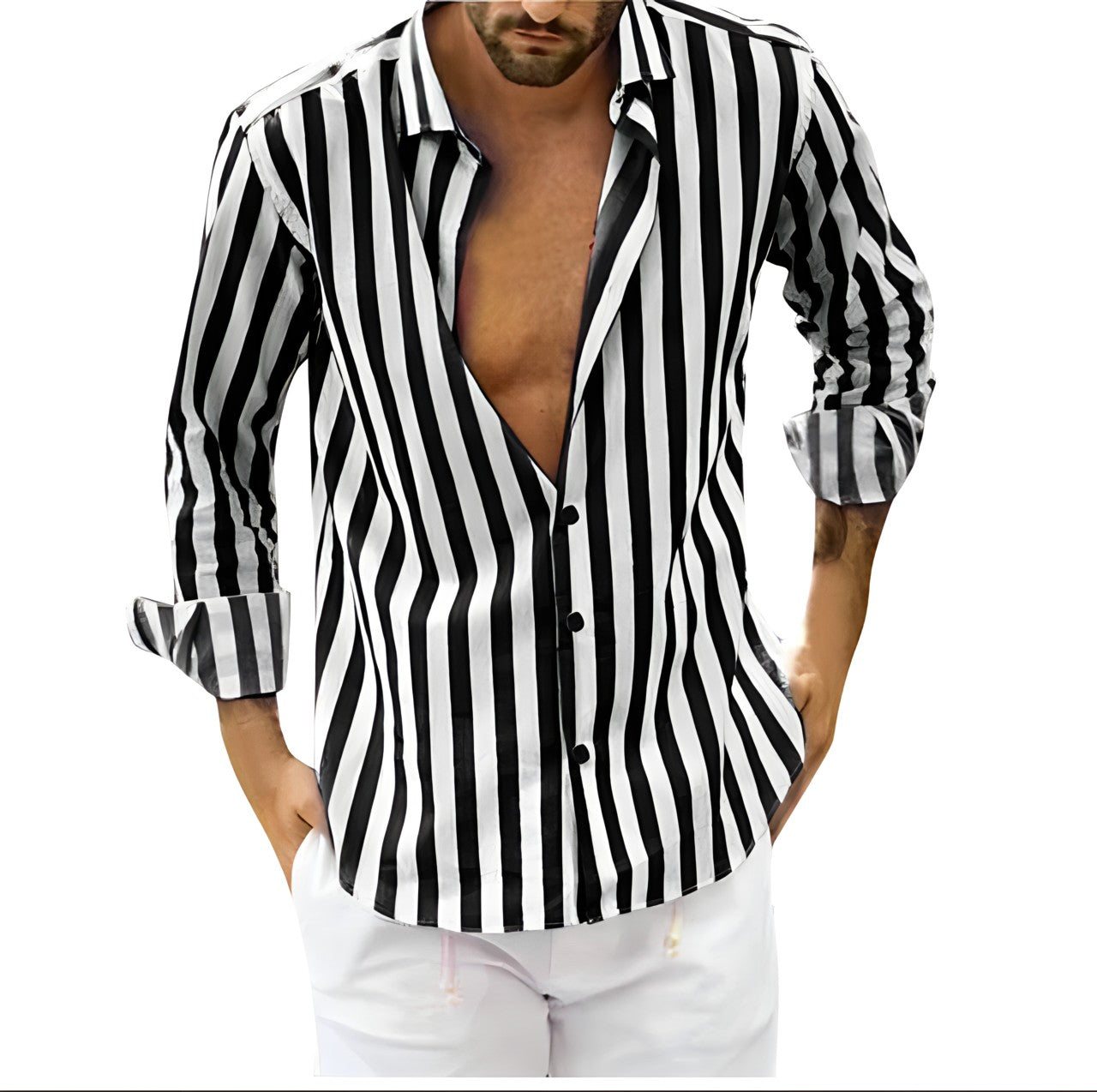 Heren Overhemd Gestreept Katoenmix Casual voor Comfort en Stijl 2