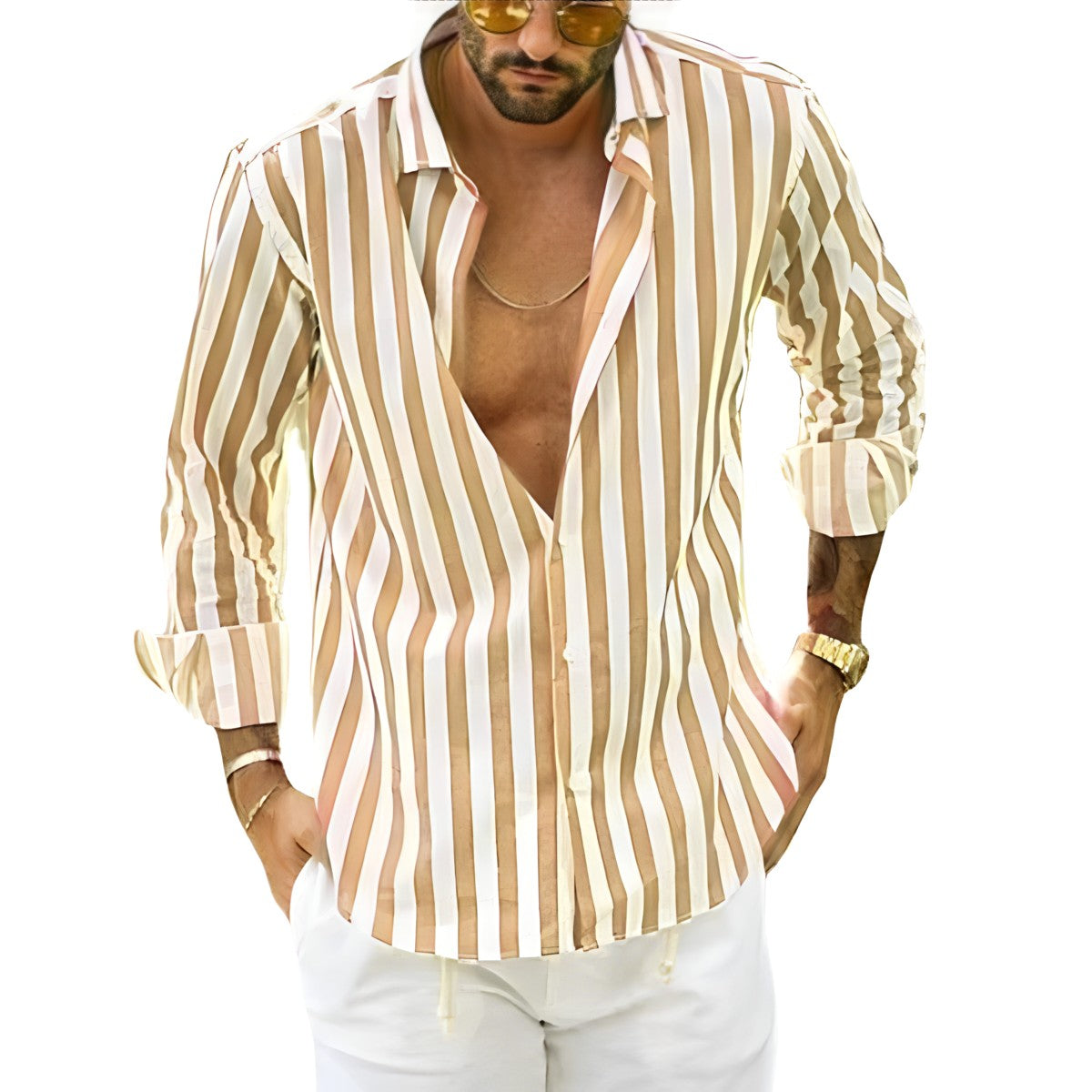 Heren Overhemd Gestreept Katoenmix Casual voor Comfort en Stijl 4