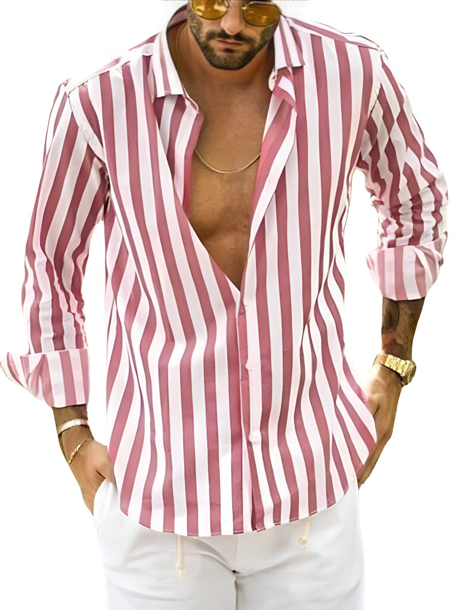 Heren Overhemd Gestreept Katoenmix Casual voor Comfort en Stijl 5