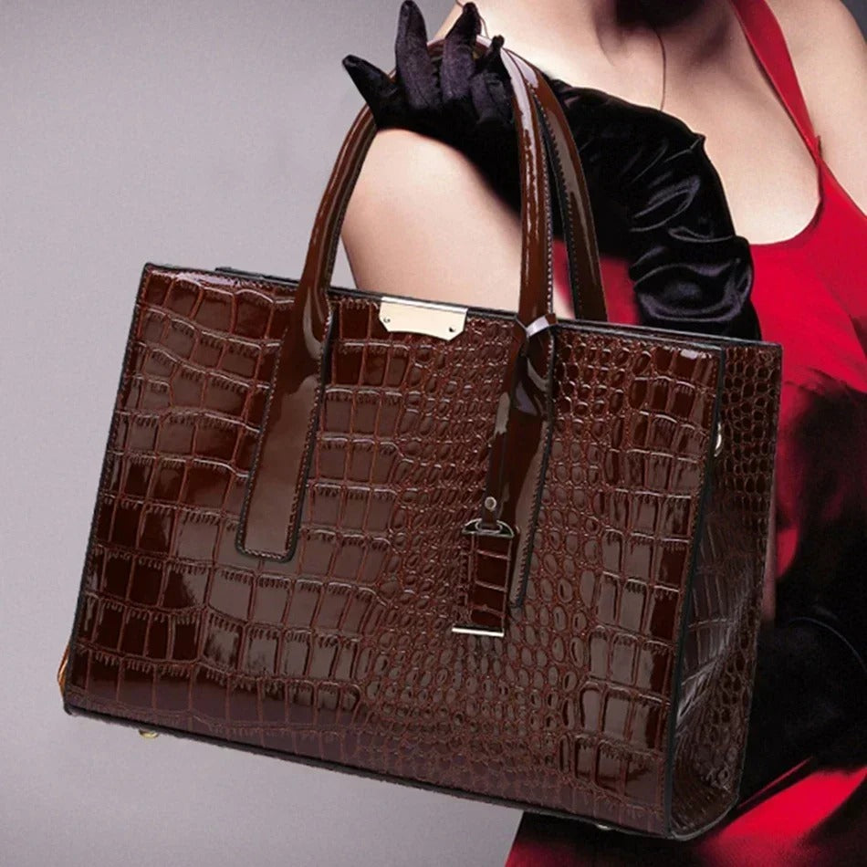 Krokodillenprint Tote Tas