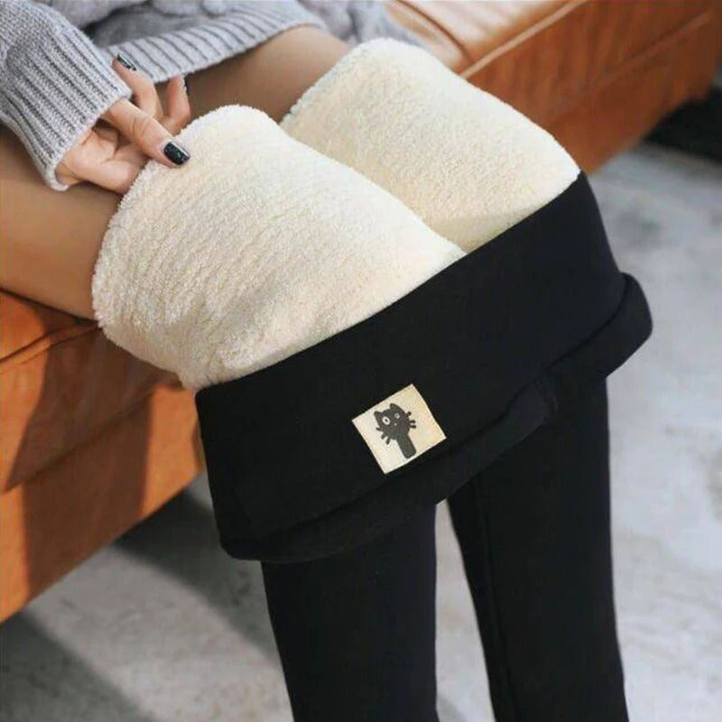 Fluweel gevoerde fleece dames winter legging