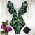 Damesbadpak met bloemenprint en ruches