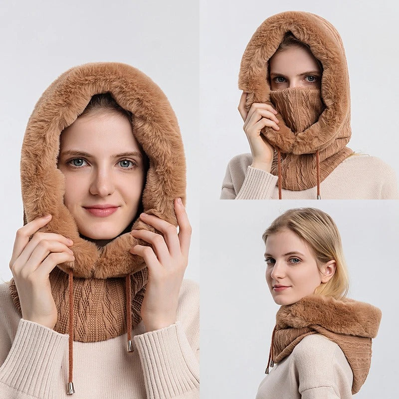 Vrouwen Gebreide Bontmuts Maskerset