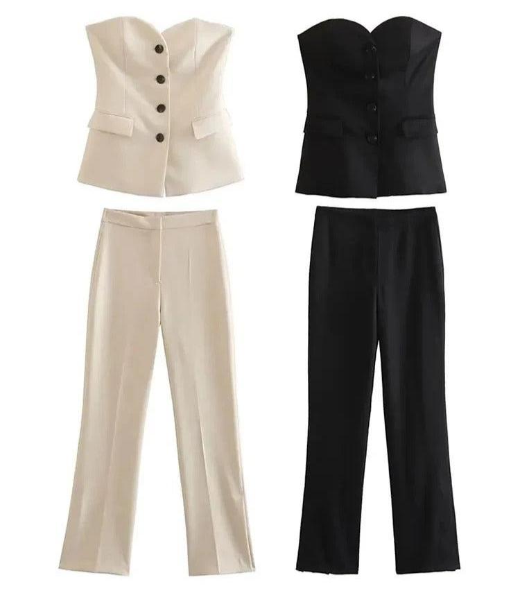 Set met off-shoulder tubetop en broek voor dames