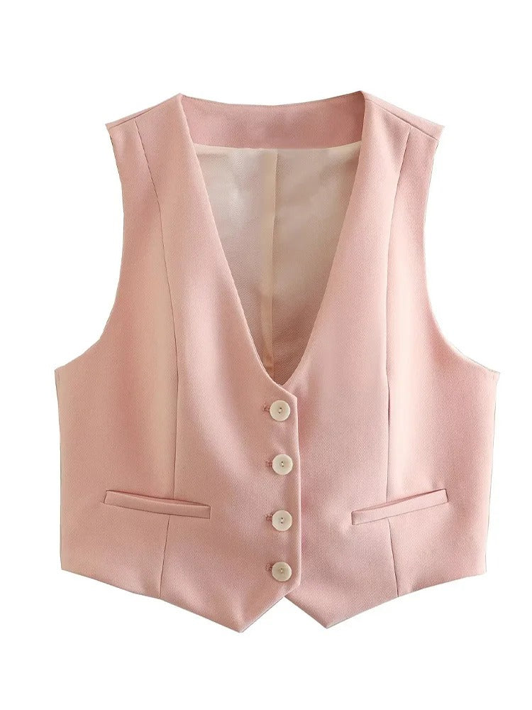 Trendy damestop & strakke broek met rechte pijpen