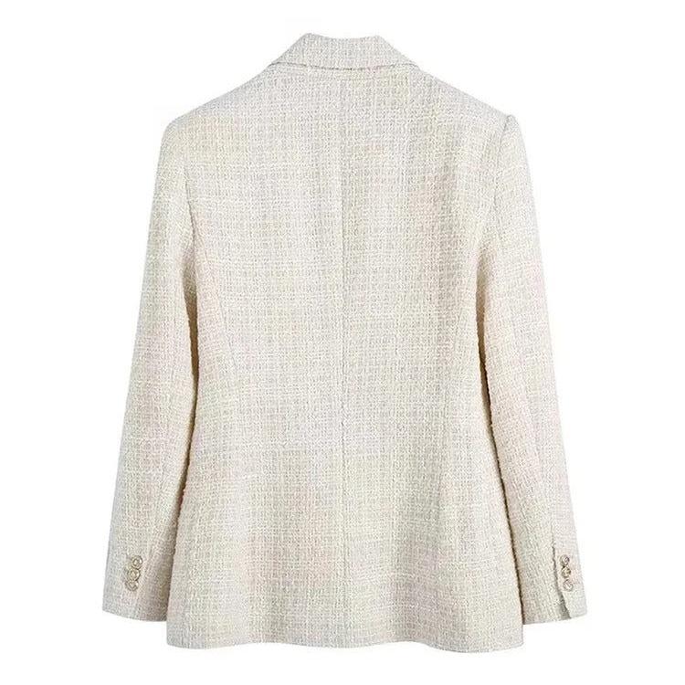 Vrouwen Double Breasted Tweedblazer