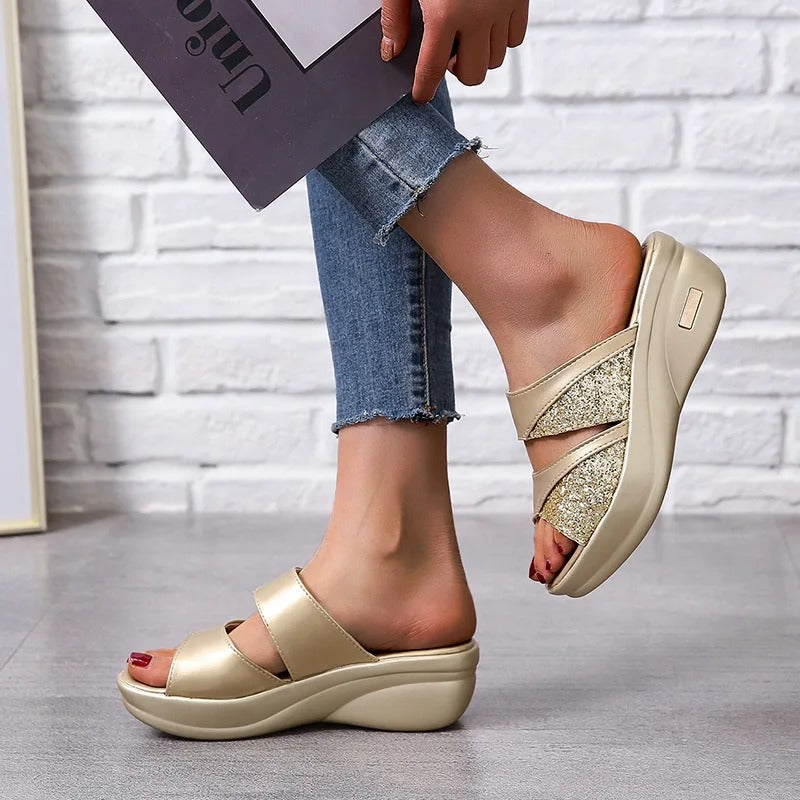 Vrouwen Effen Kleur Glittersandalen