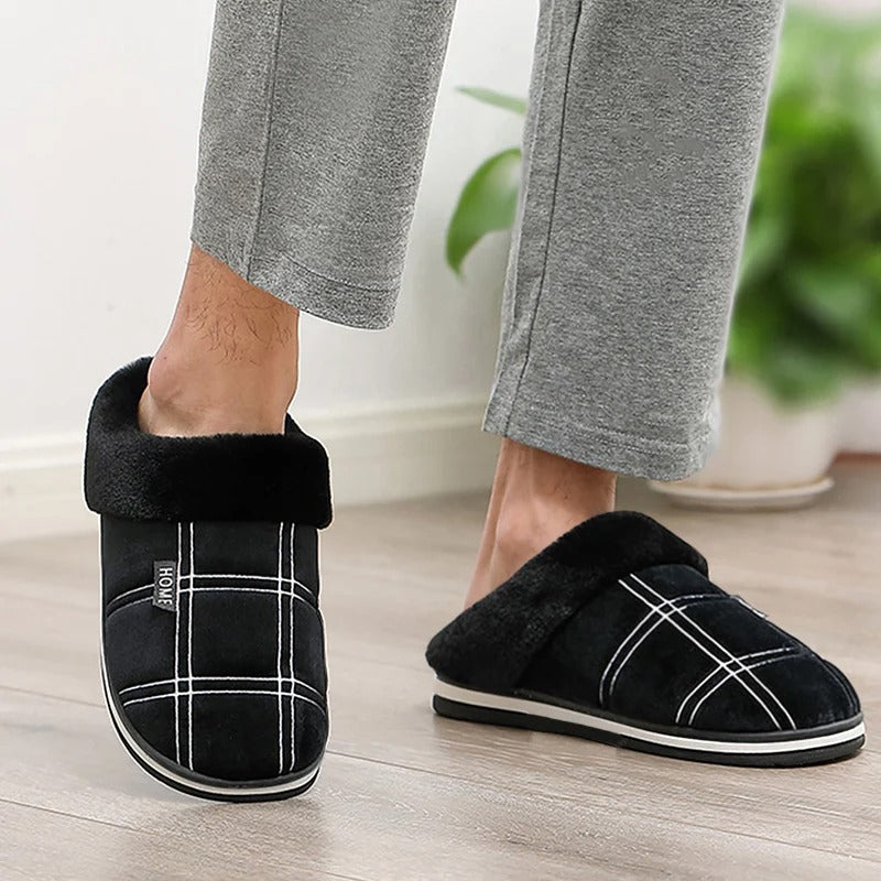 Flock Gestreepte Herenslippers voor Binnen