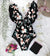 Damesbadpak met bloemenprint en ruches