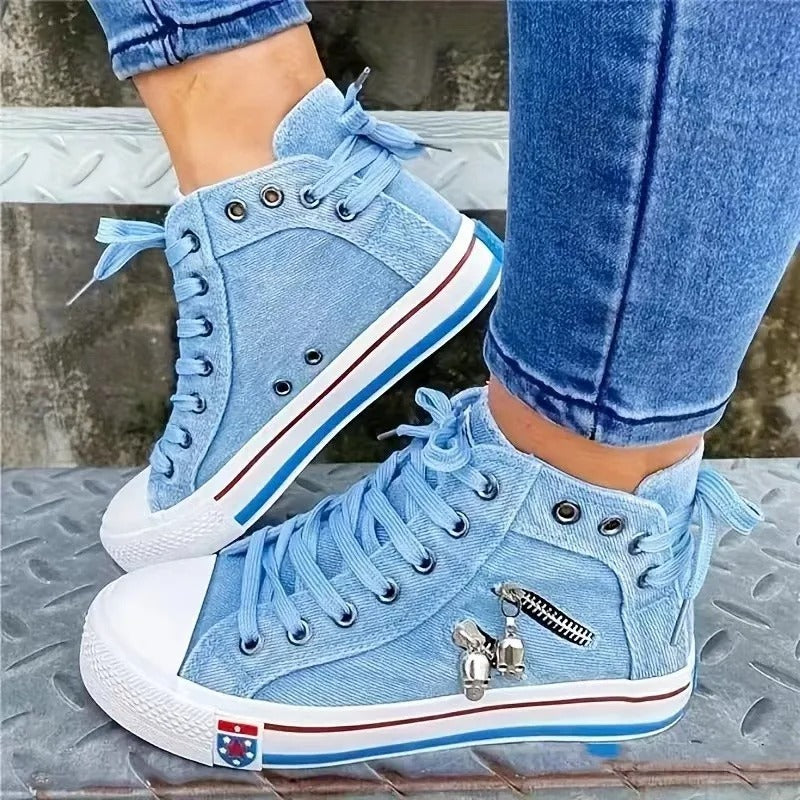 Dames Denim Hi-Top Sneakers