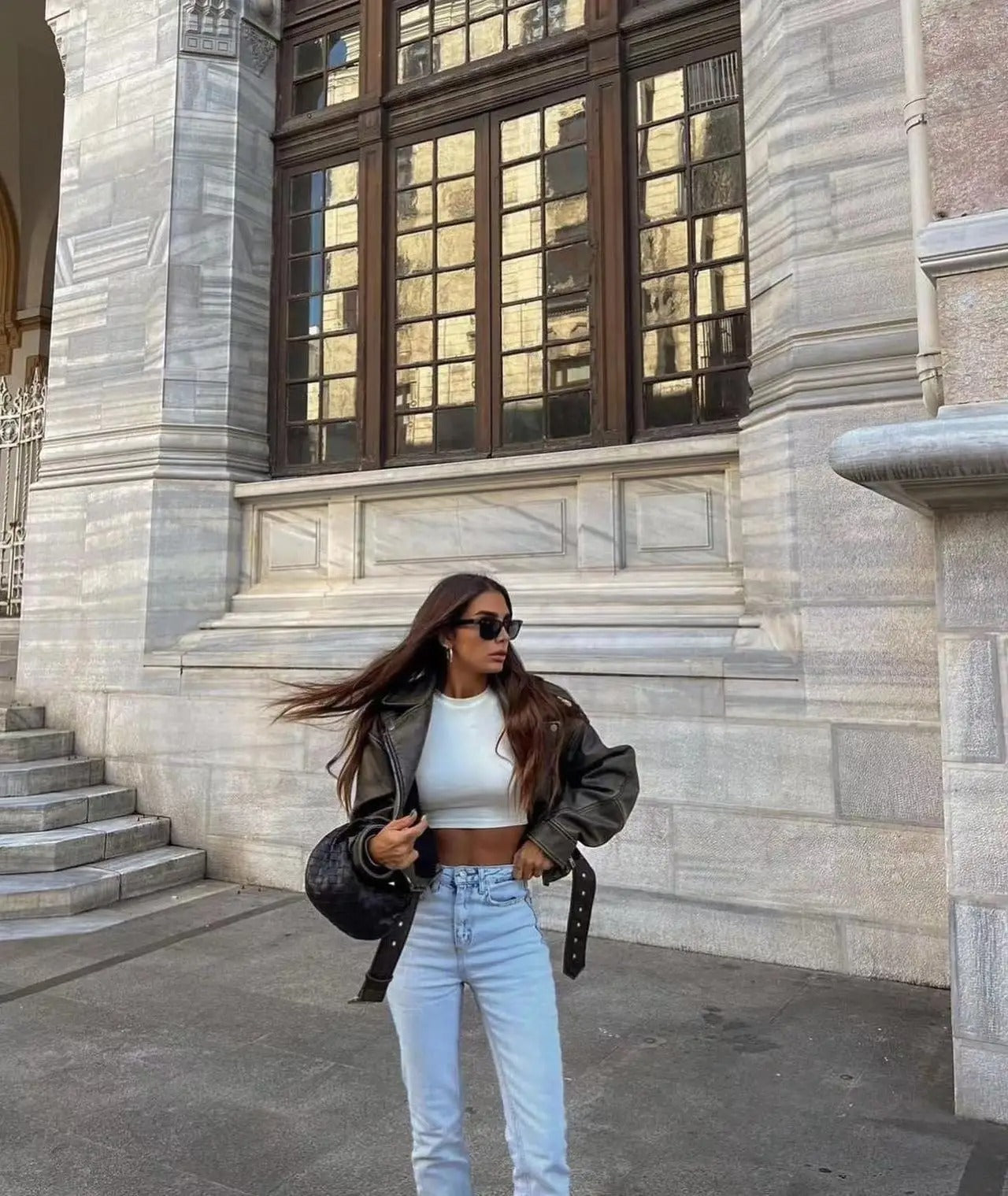 Vintage Leren Stijl Damesjack