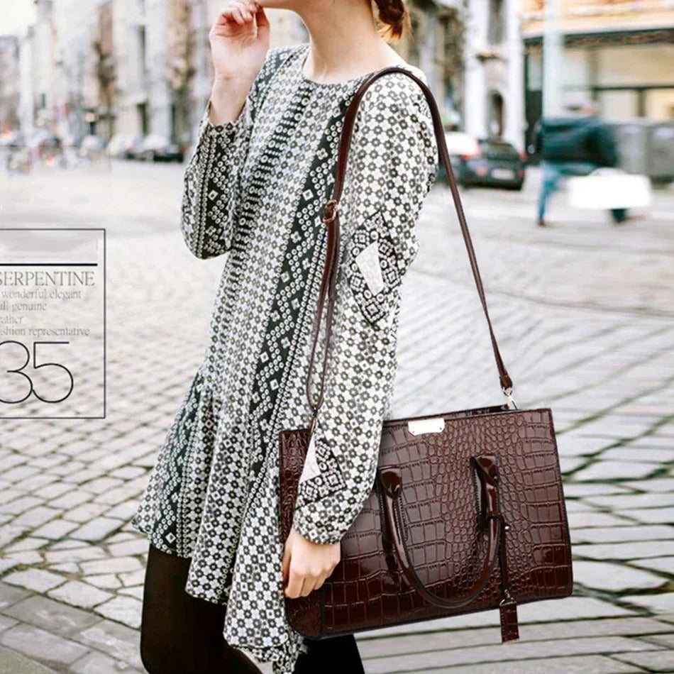 Krokodillenprint Tote Tas