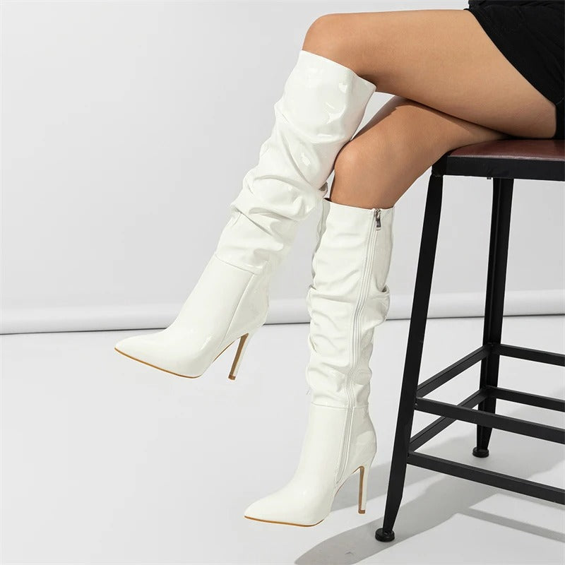 Vrouwen Over De Knie Laarzen Leder Stijl