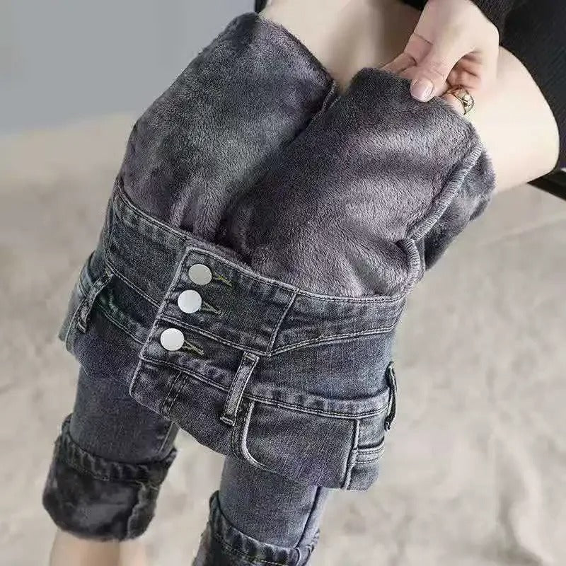 Thermische Hoge taille Skinny Jeans