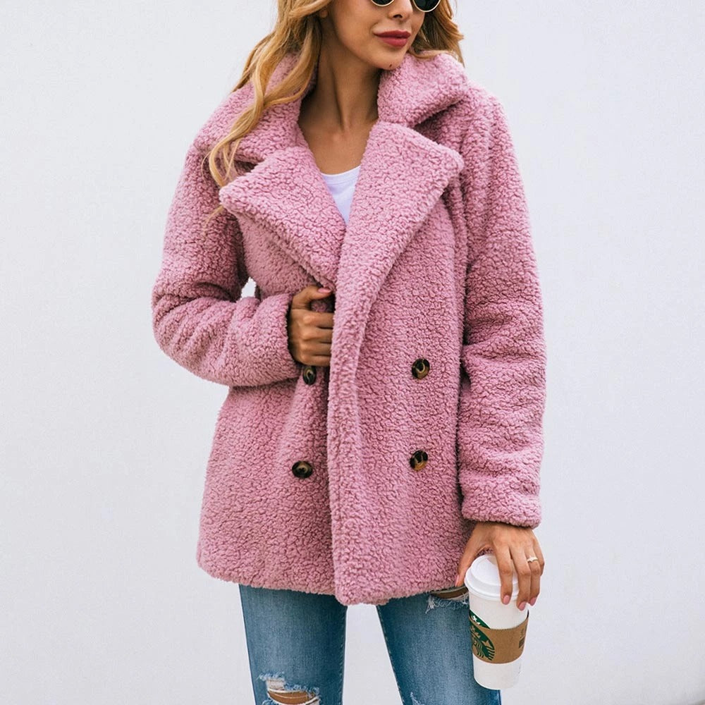 Teddy Coat met twee rijen knopen voor dames