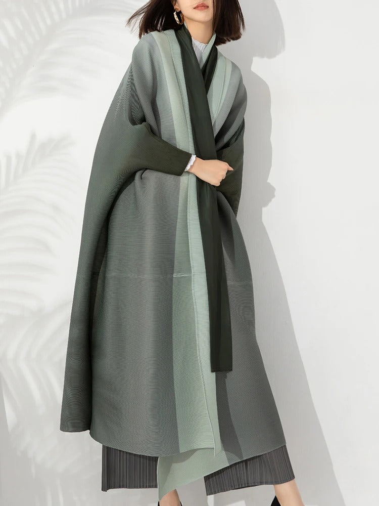 Gradiënt geplooide trenchcoat voor dames