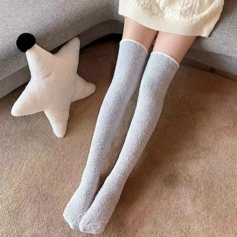 Coral Fleece Over-Knee Hoge Sokken