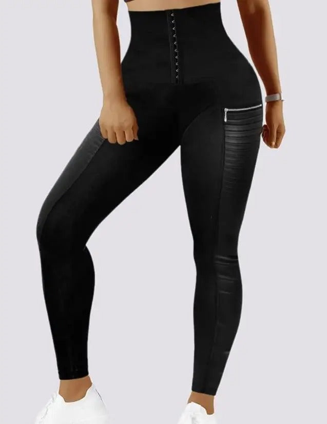 Rits Contrast PU Skinny Broek